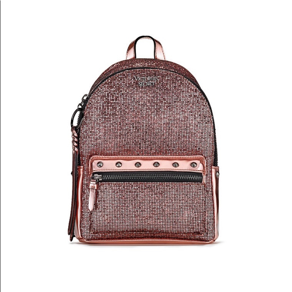 New Victoria Secret Rose Gold Black Mini Backpack